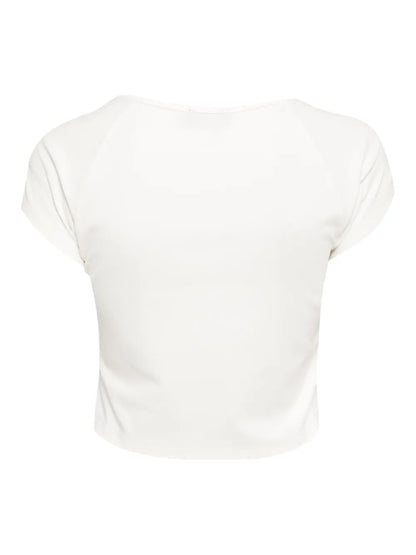 Square-Neck Cap-Sleeves Crop Top