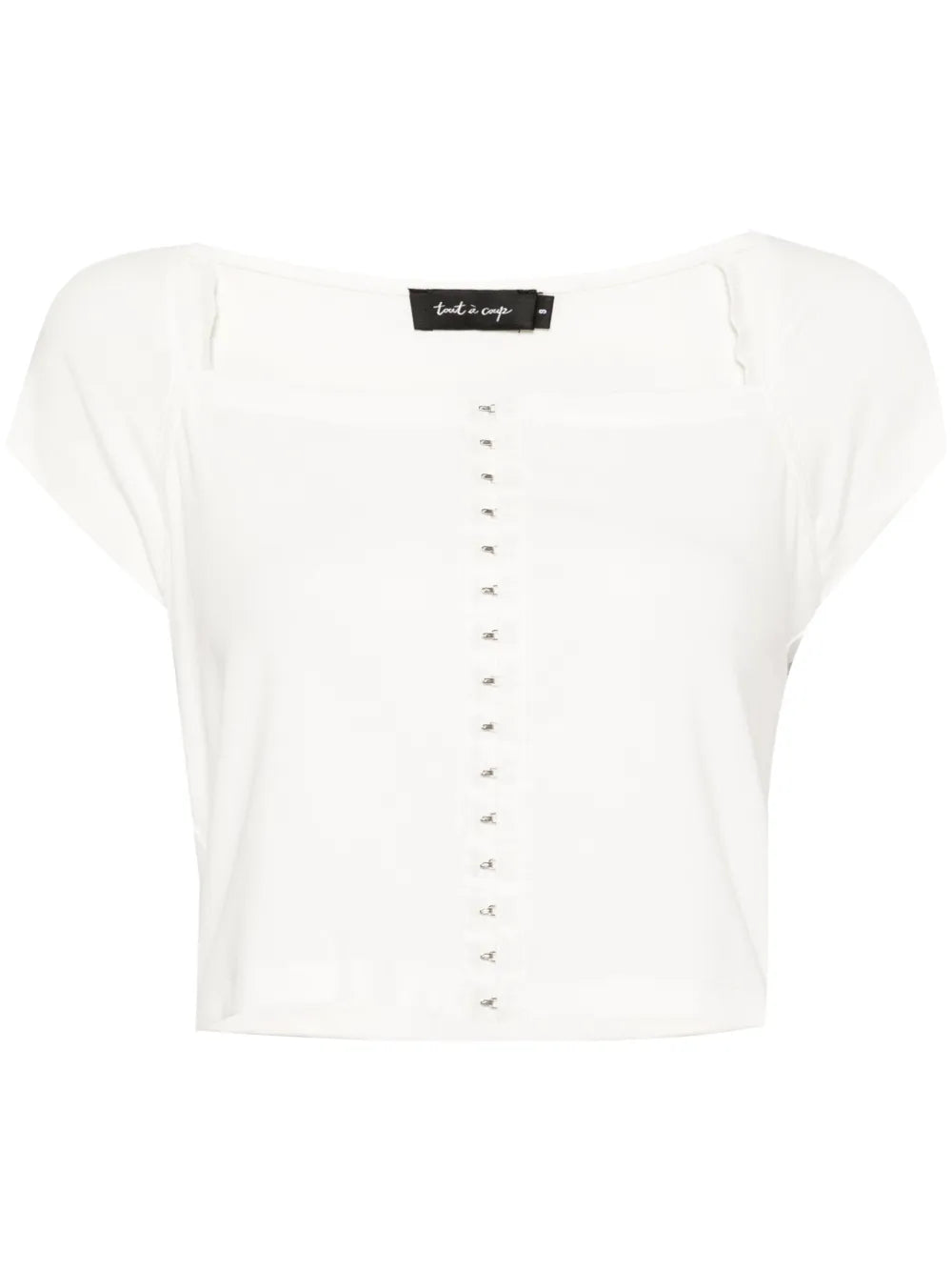 Square-Neck Cap-Sleeves Crop Top