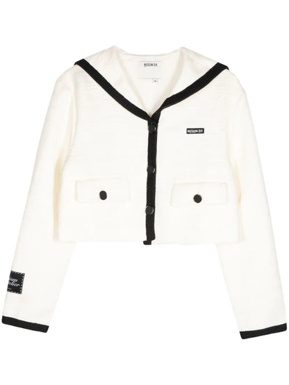 Contrasting-Trim Button-Up Jacket