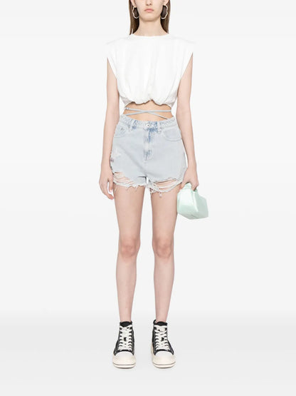 Ripped Detailing Denim Shorts