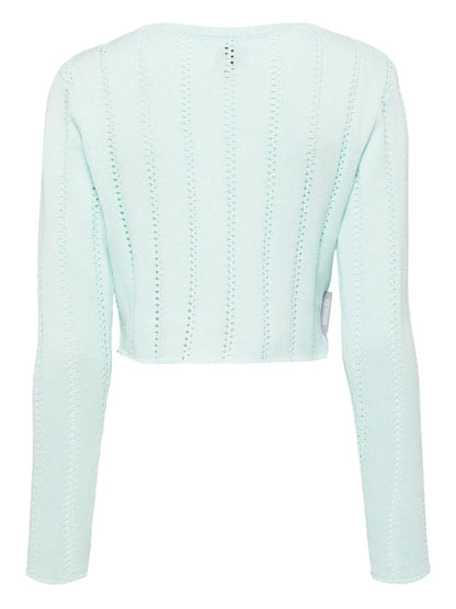 Pointelle-Knit Cropped Cardigan