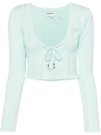 Pointelle-Knit Cropped Cardigan