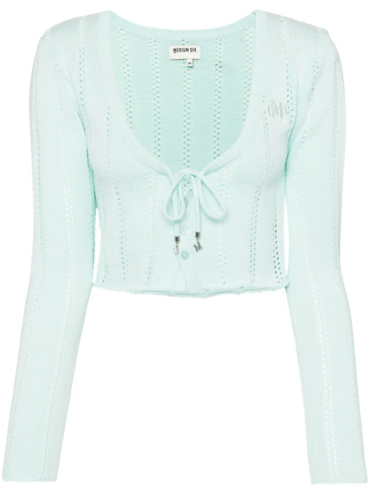 Pointelle-Knit Cropped Cardigan