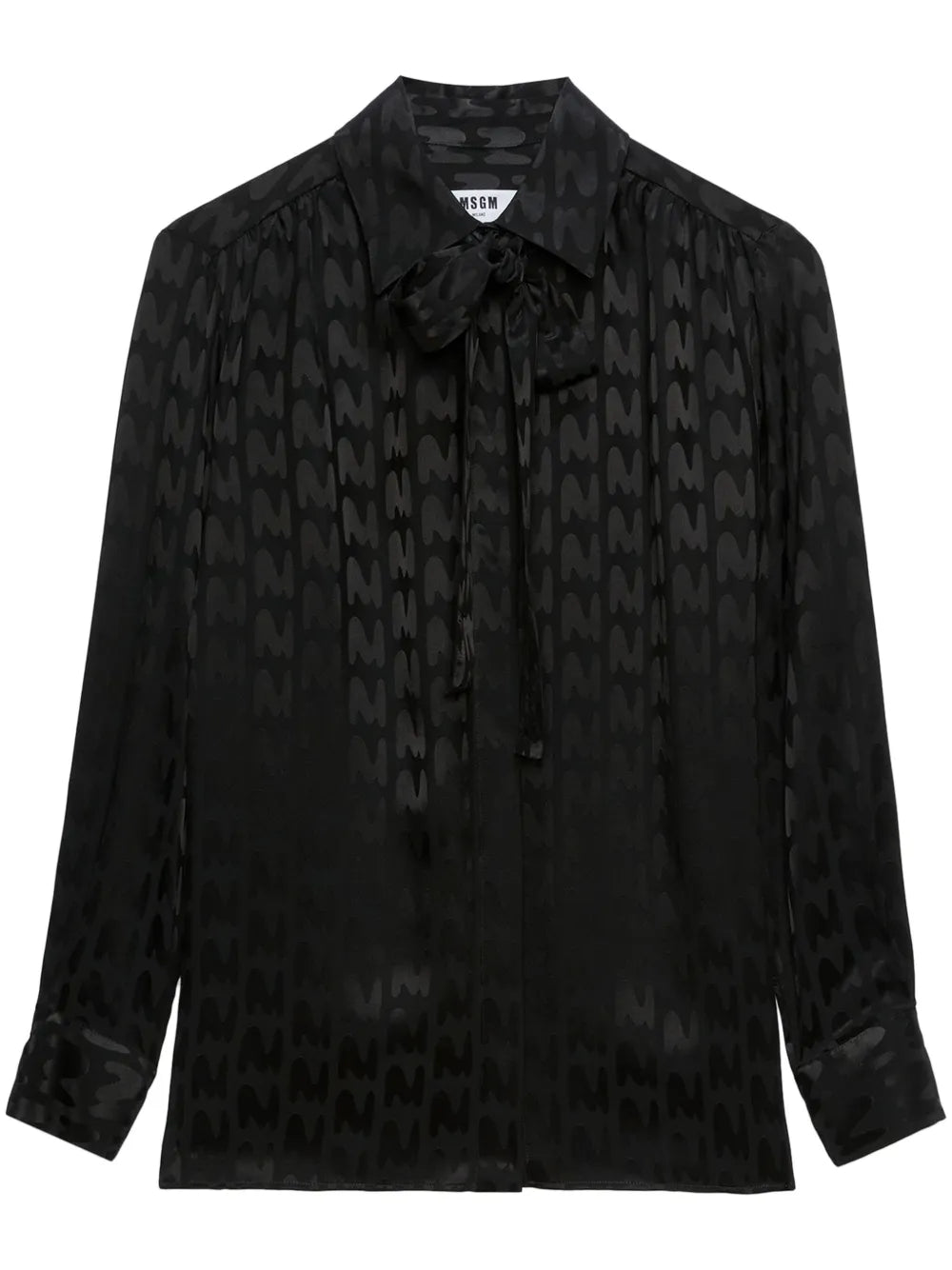 All-Over Logo-Print Tie-Neck Shirt