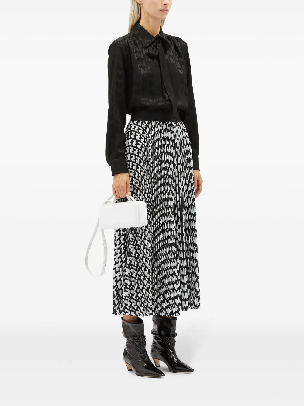 All-Over Logo-Print Tie-Neck Shirt