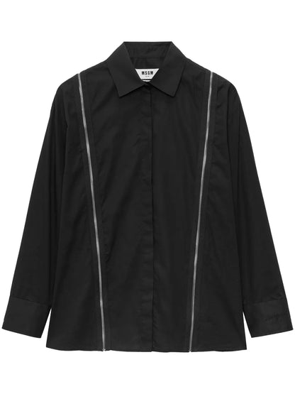 Zip-Detail Long-Sleeve Shirt