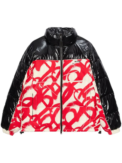 Grafitti-Print Puffer Jacket