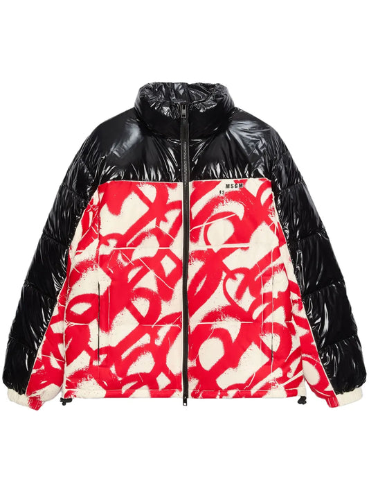 Grafitti-Print Puffer Jacket