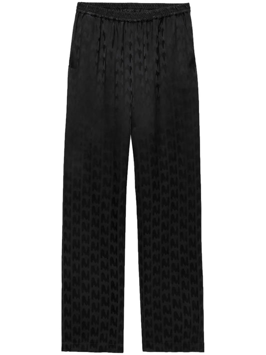 Elasticated-Waist Straight-Leg Trousers