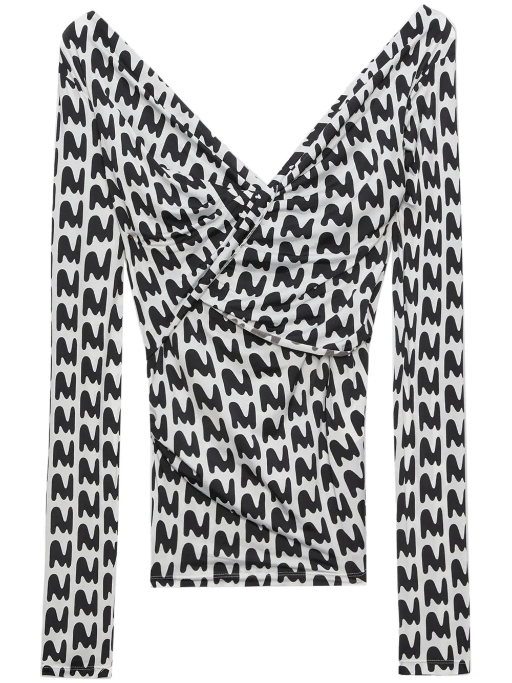 V-Neck All-Over Logo-Print Top