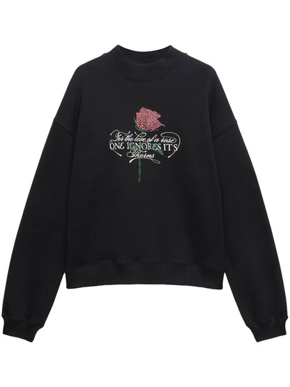 Rhinestone Slogan-Print Sweatshirt