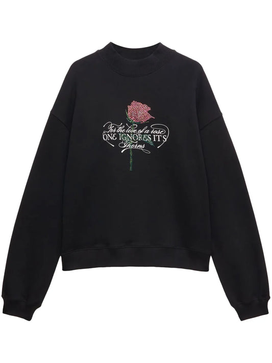Rhinestone Slogan-Print Sweatshirt