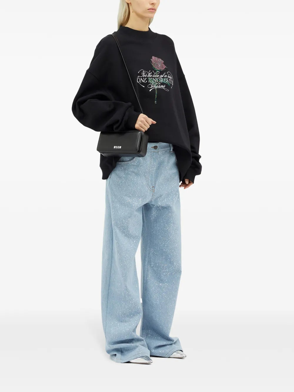 Rhinestone Slogan-Print Sweatshirt