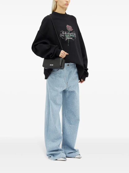 Rhinestone Slogan-Print Sweatshirt