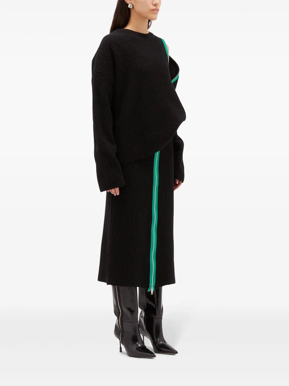 Zipped Crew-Neck Jumper