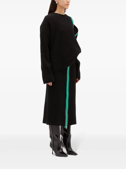 Zipped Crew-Neck Jumper