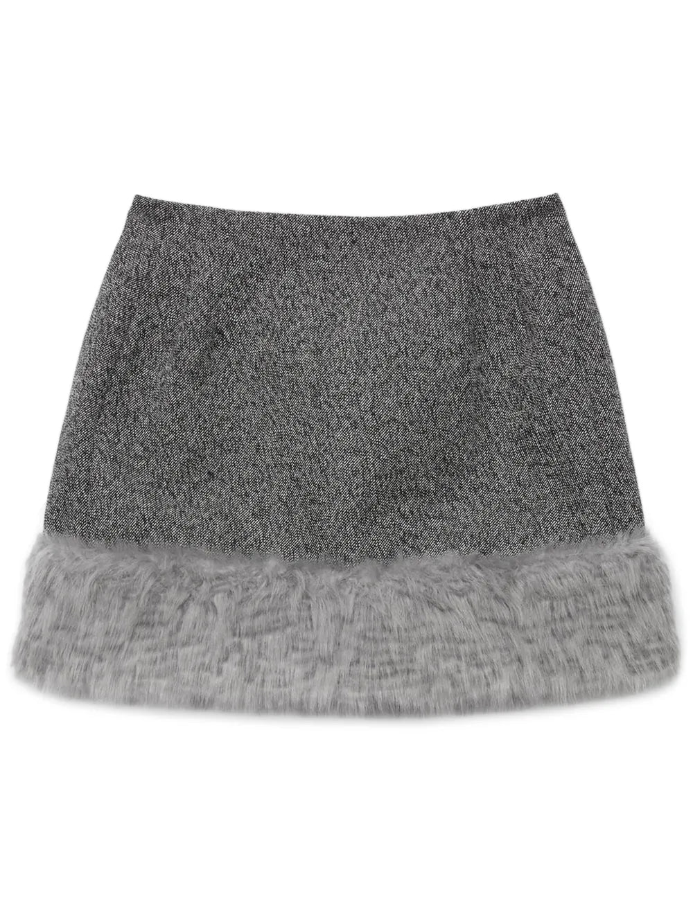 Faux-Fur Trim Mini Skirt