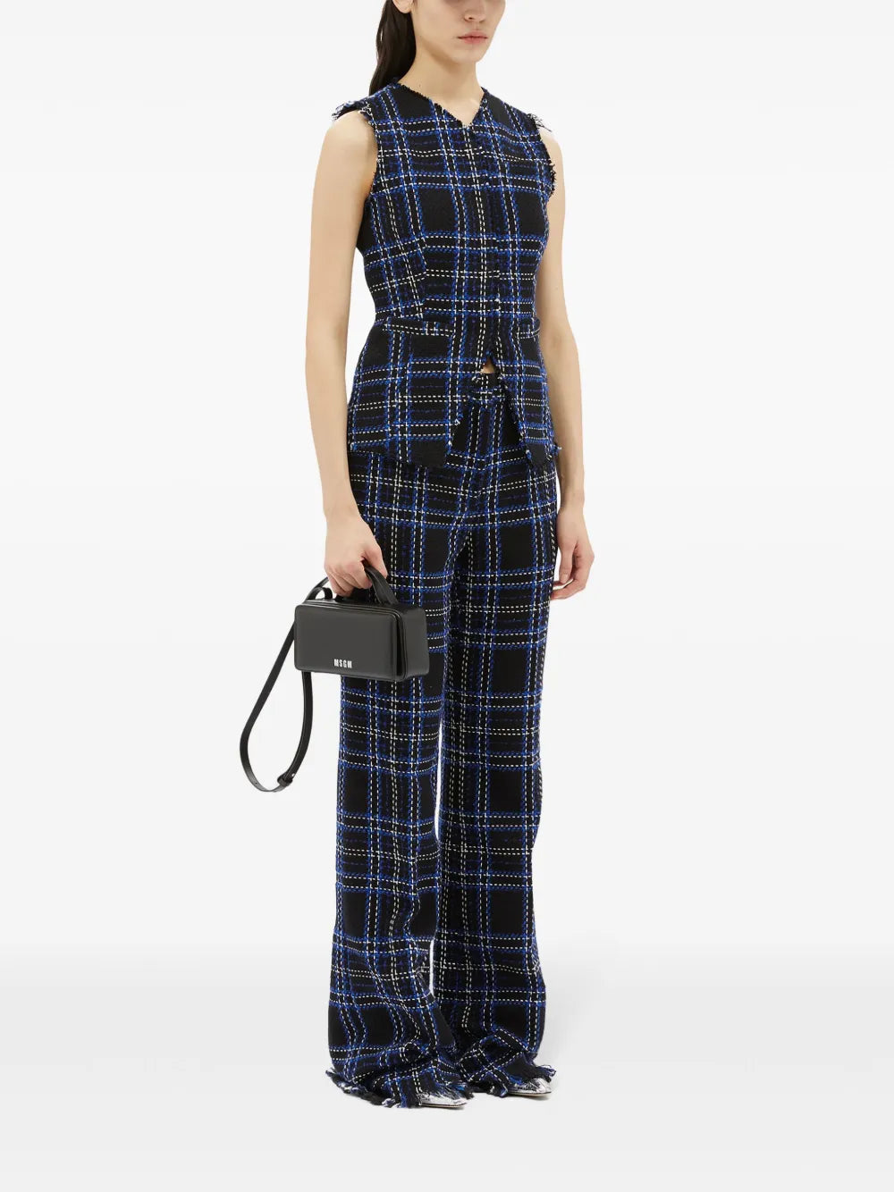Checked-Panel Cotton Trousers