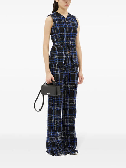 Checked-Panel Cotton Trousers
