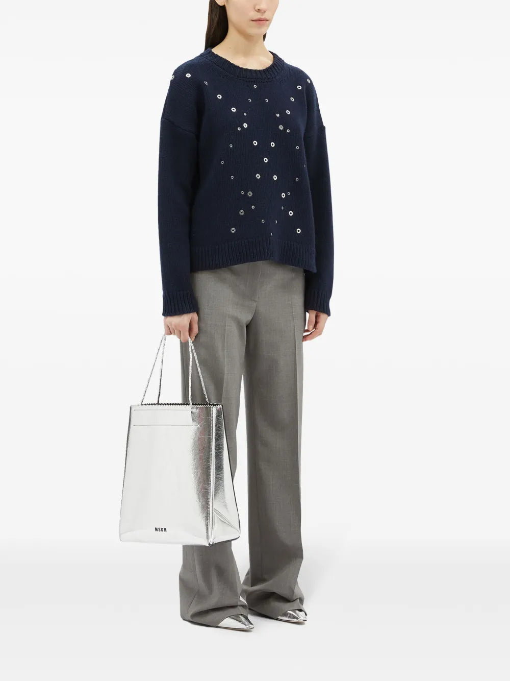Eyelet-Embelishmet Jumper