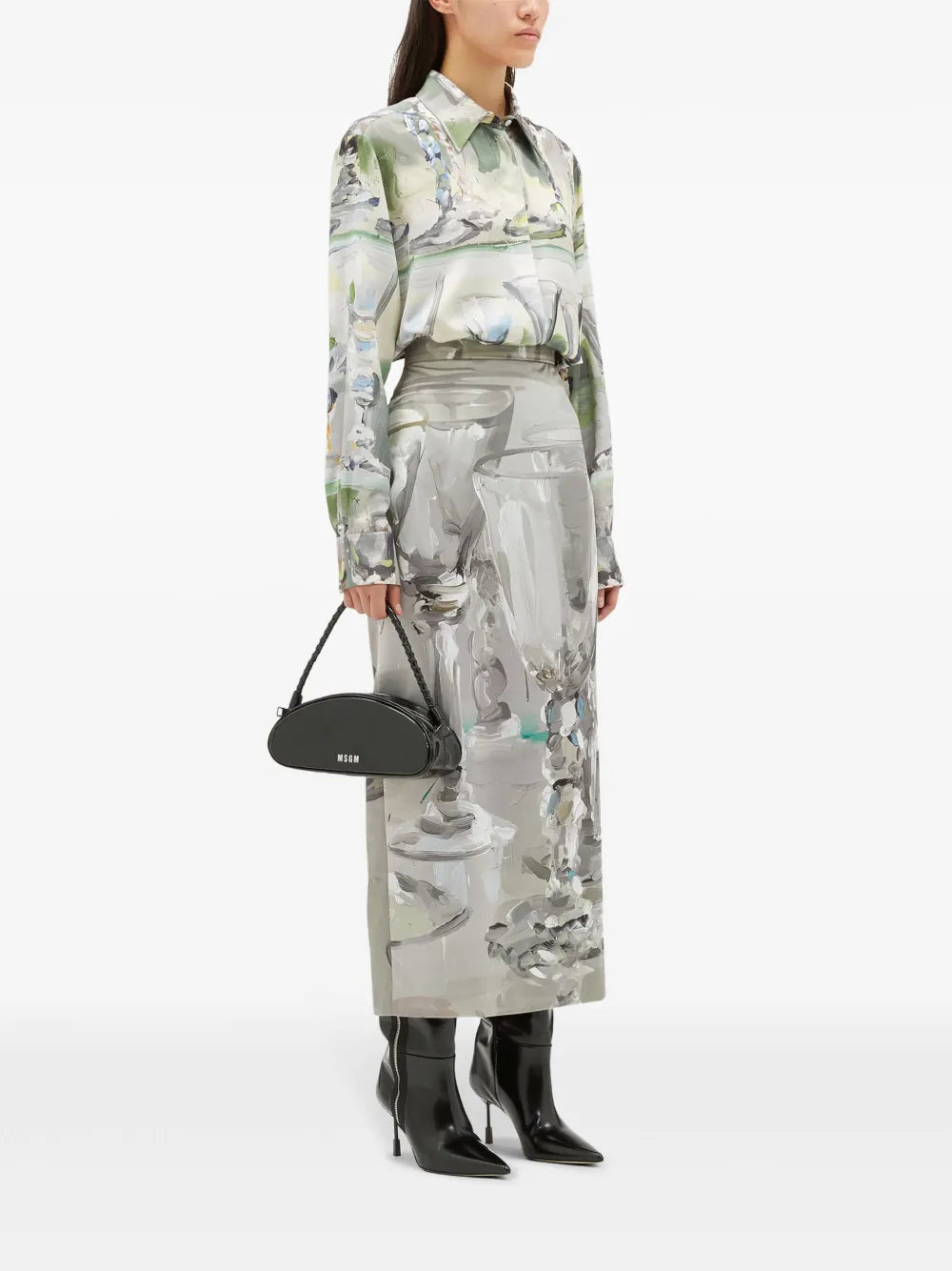 Painterly-Print Long-Sleeve Shirt