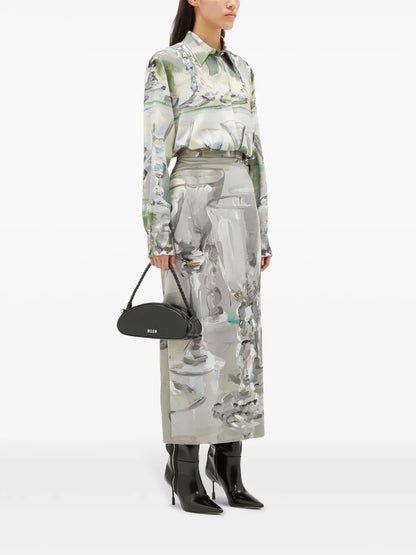 Painterly-Print Long-Sleeve Shirt