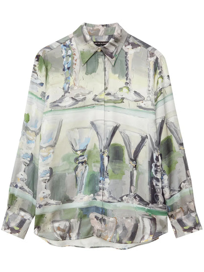 Painterly-Print Long-Sleeve Shirt