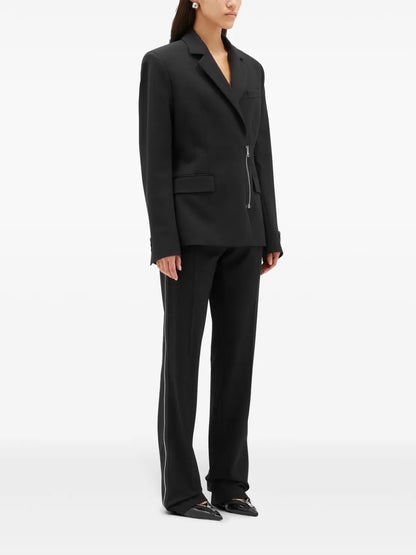 Side-Zip Straight Trousers