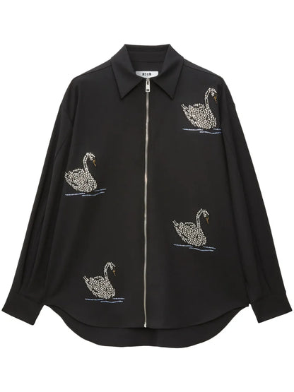 Studded Zip-Up Shirt