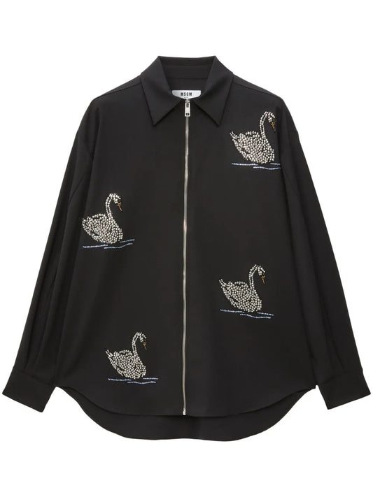 Studded Zip-Up Shirt