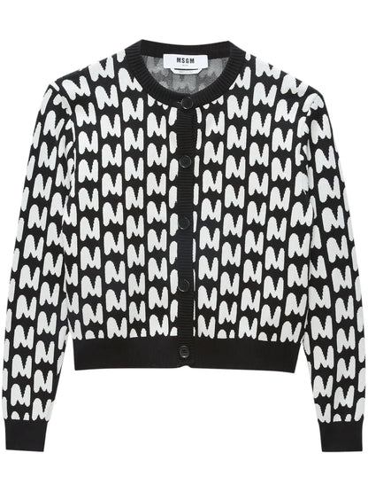 Intarsia-Knit Logo Cardigan