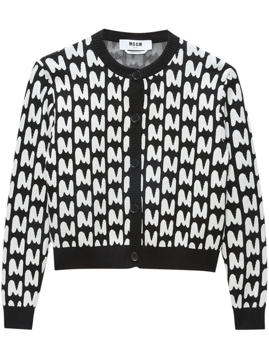 Intarsia-Knit Logo Cardigan