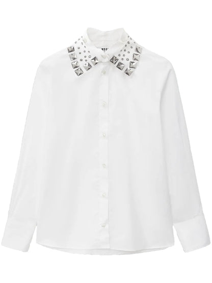 Studded-Collar Buttoned Shirt
