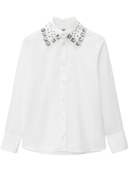 Studded-Collar Buttoned Shirt