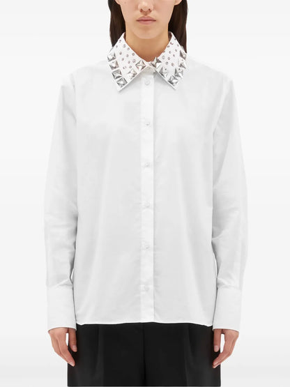 Studded-Collar Buttoned Shirt