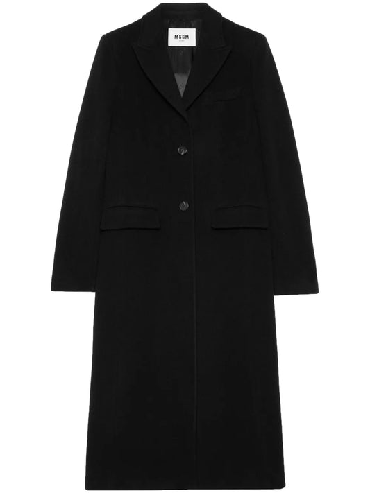 Notched-Lapel Button-Fastening Coat