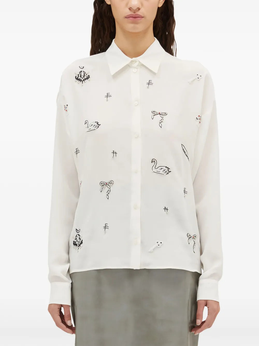 Beaded Button-Up Shirt