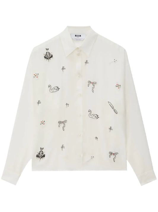 Beaded Button-Up Shirt