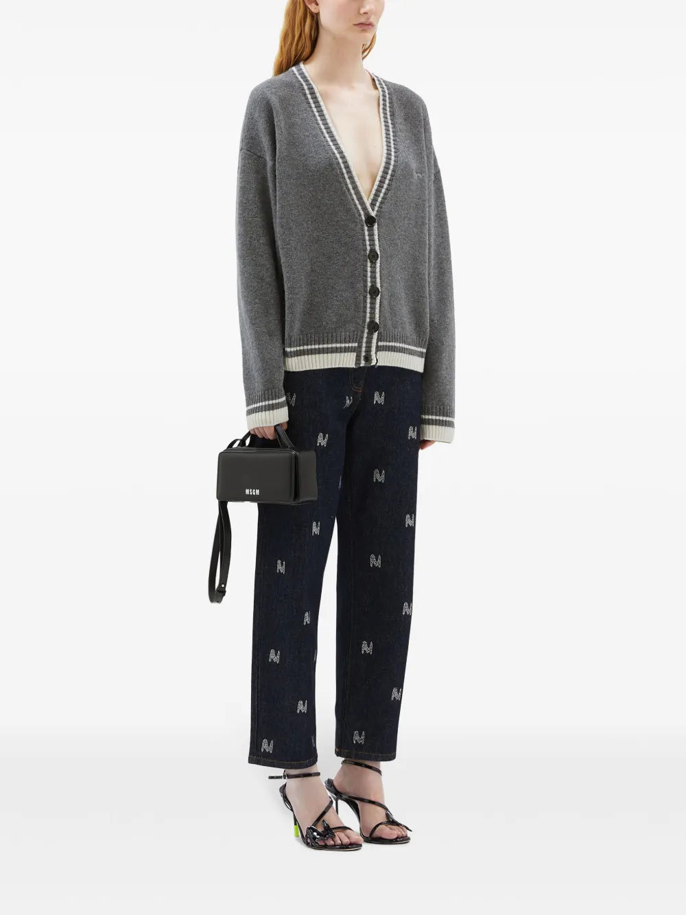 Embroidered-Logo Cardigan