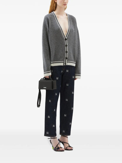 Embroidered-Logo Cardigan