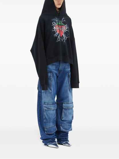 Graphic-Print Drop-Shoulder Hoodie