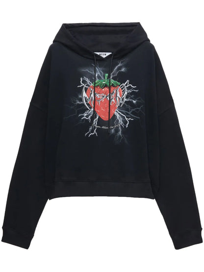 Graphic-Print Drop-Shoulder Hoodie