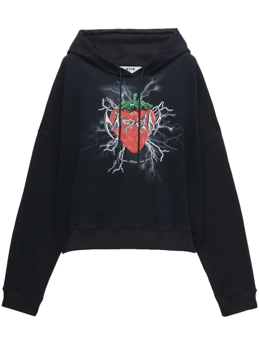 Graphic-Print Drop-Shoulder Hoodie