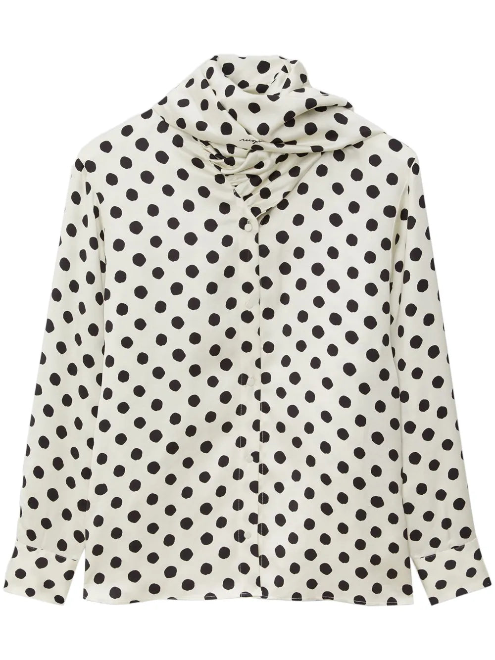 Polka Dot-Print Gathered-Detail Shirt