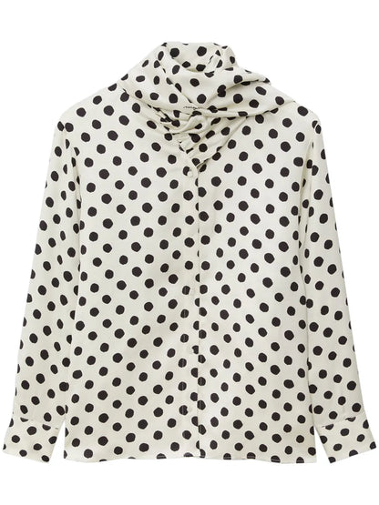 Polka Dot-Print Gathered-Detail Shirt