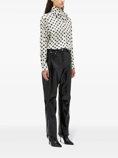 Polka Dot-Print Gathered-Detail Shirt