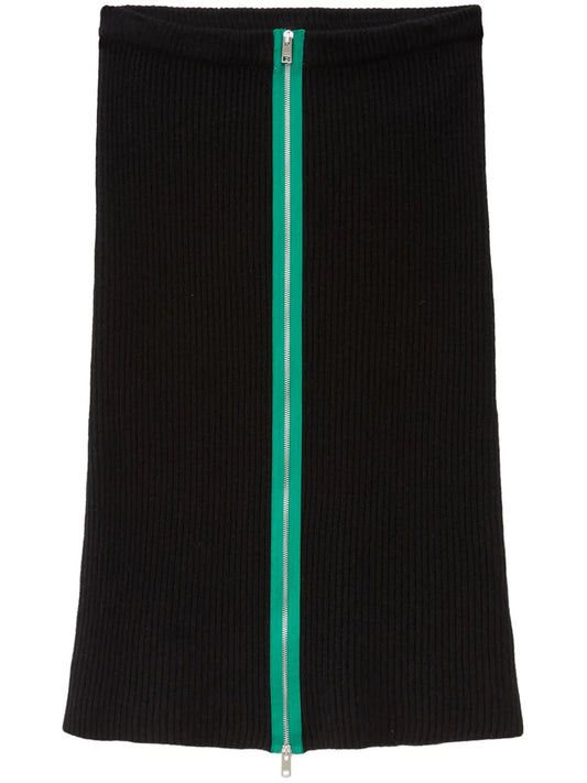 Contrast-Trim Ribbed-Knit Skirt