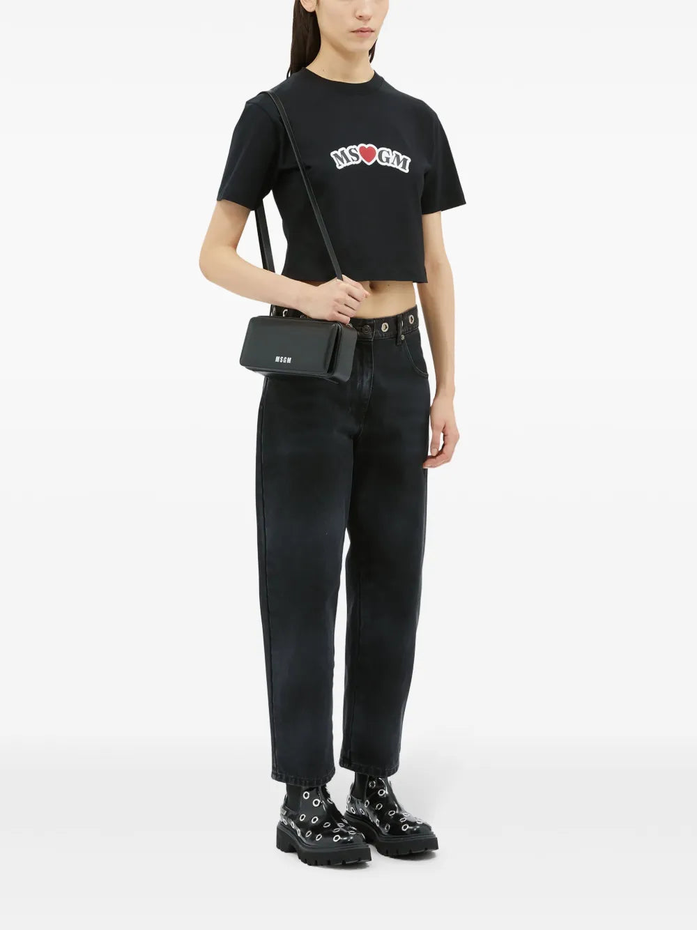 Eyelet-Embellishment Straight Jeans