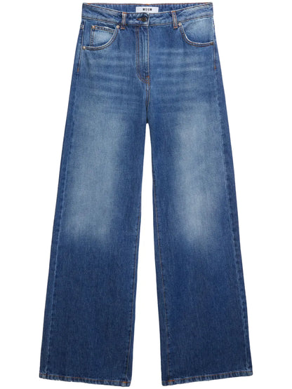 Logo-Appliqué Wide-Leg Jeans