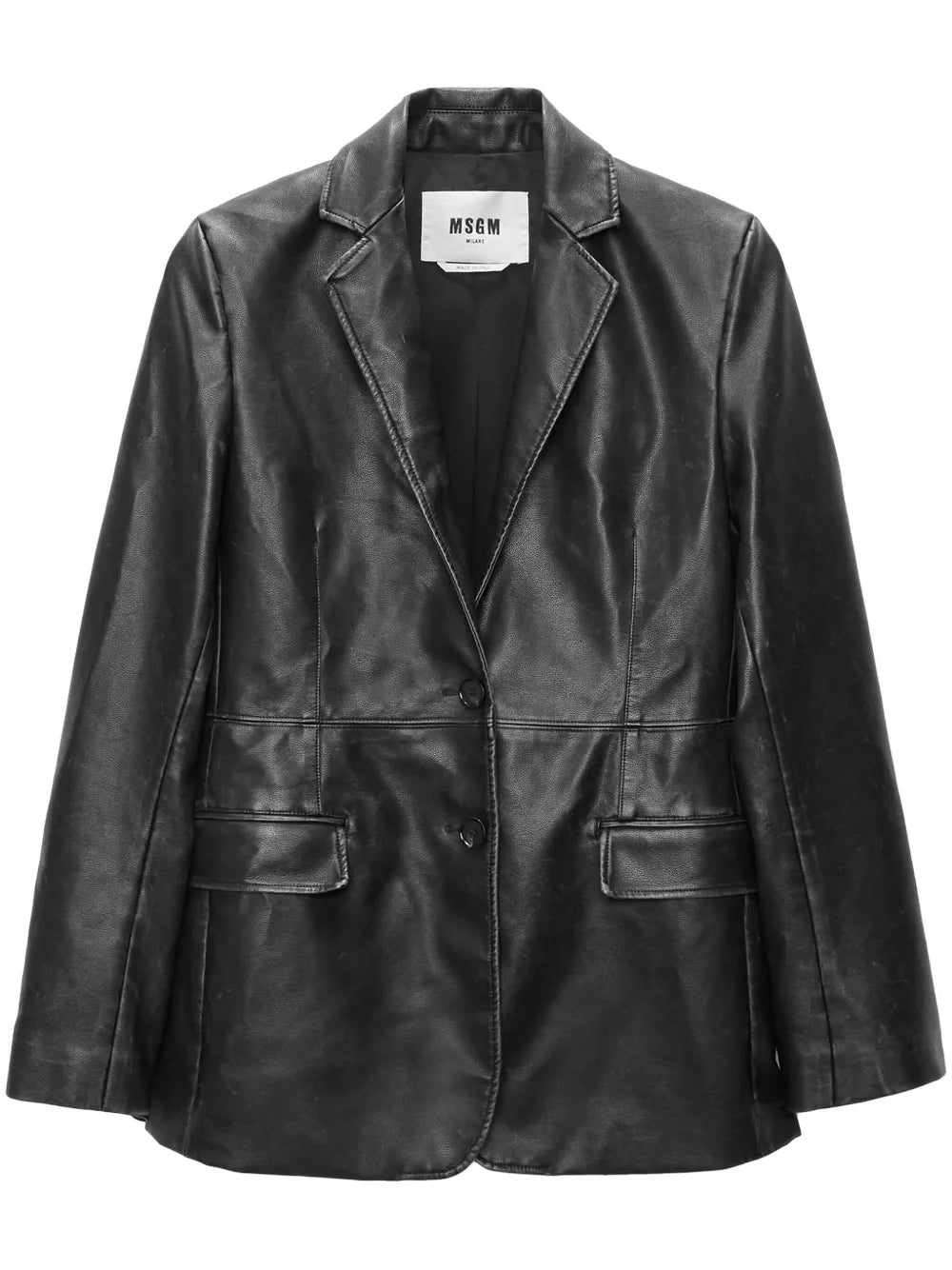 Single-Breasted Leather Blazer